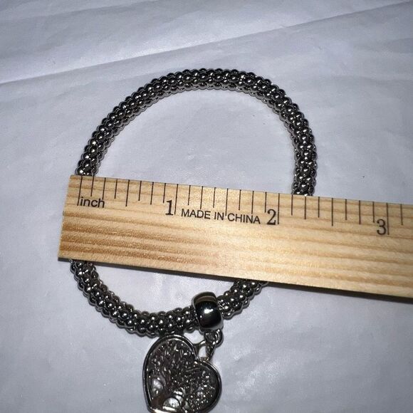Tree of Life Silver Tone Beaded Stretch Bracelet - Picture 7 of 10